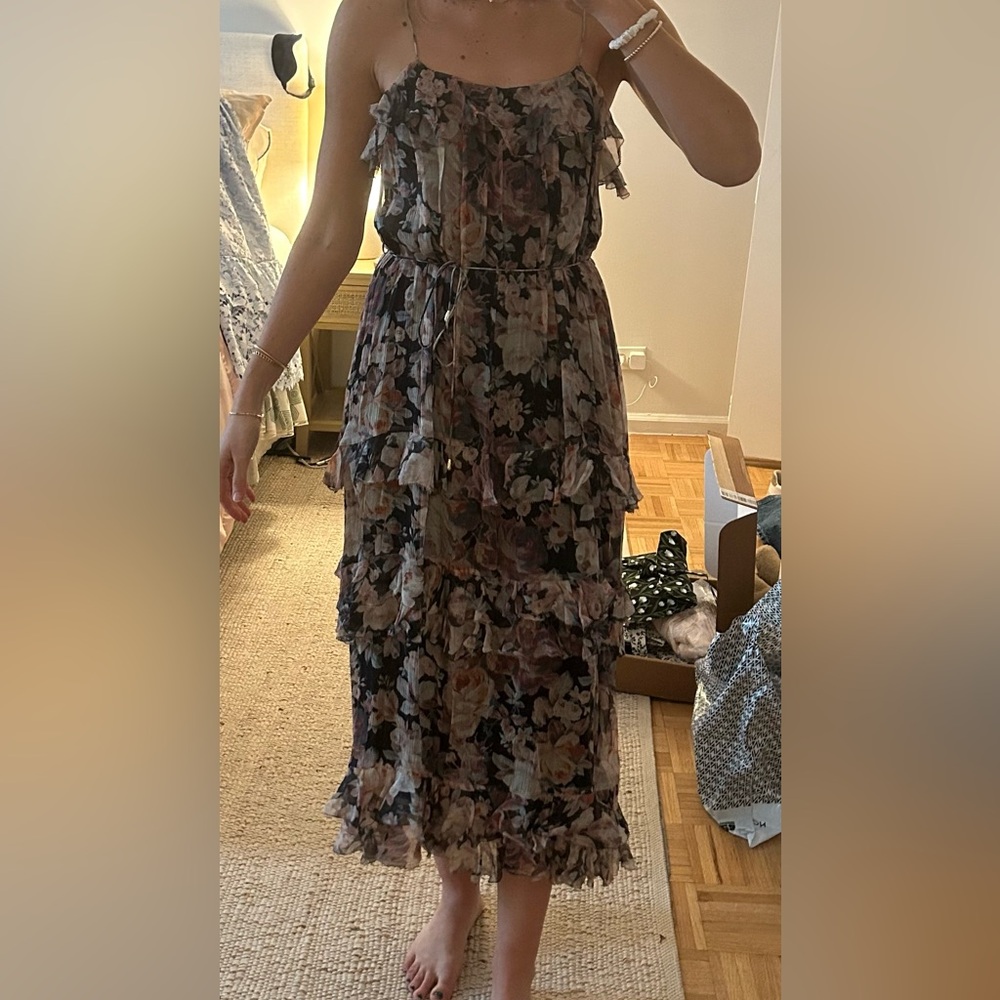 Zimmerman Floral Ruffle Long Midi Dress